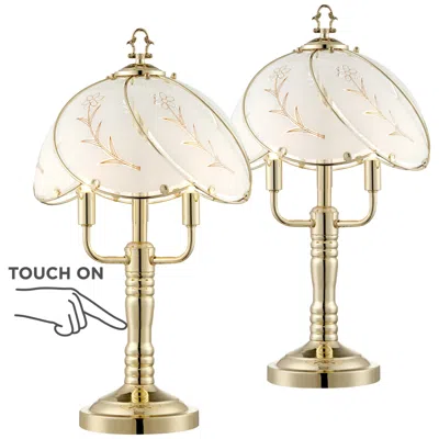 Regency Hill Flower Petal 19 1/2" 3-light Touch Accent Lamps Set Of 2