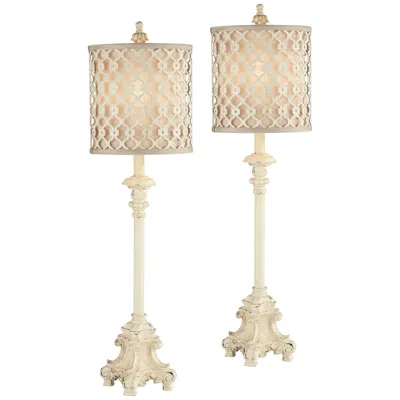 Regency Hill French Candlestick 34" Ivory White Buffet Lamps Set Of 2