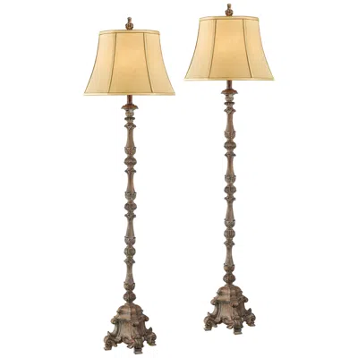 Regency Hill French Candlestick 62" Faux Wood Floor Lamps Set Of 2