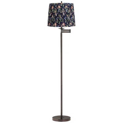 Regency Hill Gabrielle 60 1/2"h Bronze Swing Arm Floor Lamp With Navy Blue Shade