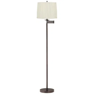 Regency Hill Gabrielle 60 1/2"h Bronze Swing Arm Floor Lamp With White Silk Shade