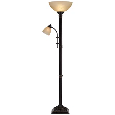 Regency Hill Garver 72 1/2" Bronze Side Light Torchiere Floor Lamp In Neutral