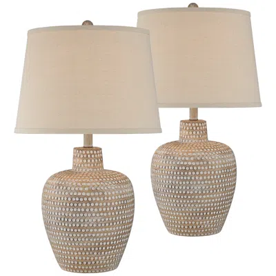 Regency Hill Glenn 27" Dappled Beige Southwest Table Lamps Set Of 2