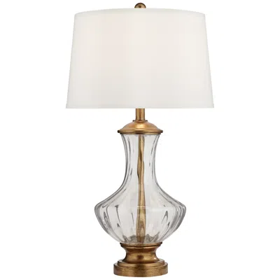 Regency Hill Harlow 28 1/2" Brass Vintage Glass Traditional Table Lamp In White