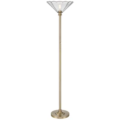 Regency Hill Harmony 72" High Antique Brass And Cast Glass Torchiere Floor Lamp