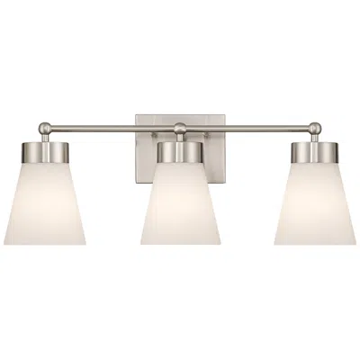 Regency Hill Hemingway 22" Wide Brushed Nickel And Cloud Glass 3-light Bath Light