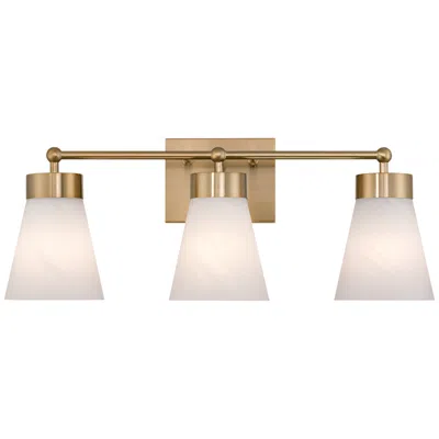 Regency Hill Hemingway 22" Wide Soft Gold And Cloud Glass 3-light Bath Light
