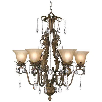 Regency Hill Iron Leaf 29" Wide Roman Bronze And Crystal Chandelier