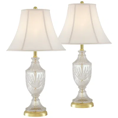 Regency Hill Jeannie 26 1/2" Brass And Cut Glass Urn Table Lamps Set Of 2