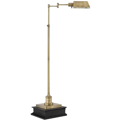 Regency Hill Jenson Aged Brass Adjustable Pharmacy Floor Lamp With Riser