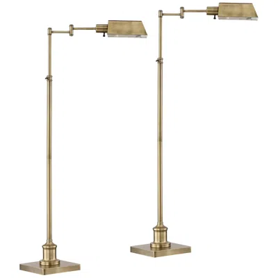 Regency Hill Jenson Brass Adjustable Height Pharmacy Floor Lamps Set Of 2