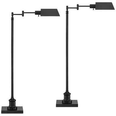 Regency Hill Jenson Bronze Adjustable Height Swing Arm Pharmacy Floor Lamps Set Of 2