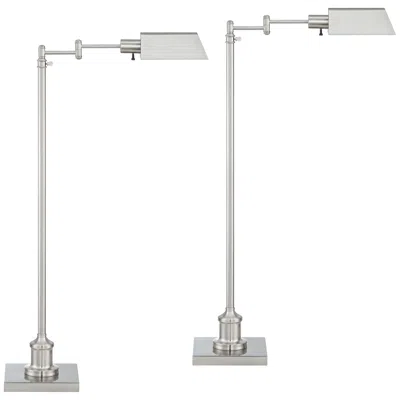 Regency Hill Jenson Brushed Nickel Swing Arm Pharmacy Floor Lamps Set Of 2