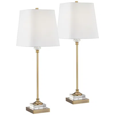 Regency Hill Julia Traditional Gold And Crystal Buffet Table Lamps Set Of 2