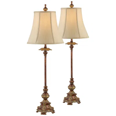 Regency Hill Juliette 36 1/2" High Bronze Buffet Table Lamps Set Of 2 In Brown
