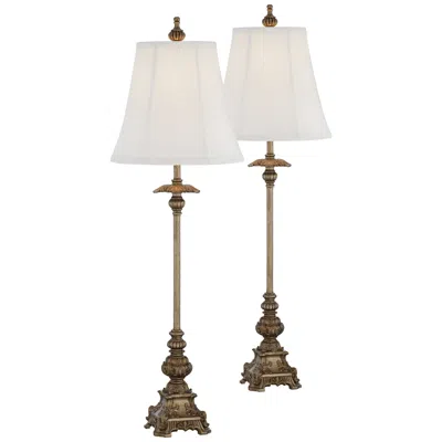 Regency Hill Juliette 36 1/2" White And Gold Buffet Lamps Set Of 2