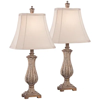 Regency Hill Karina Antique Gold Leaves Petite Vase Table Lamps Set Of 2 In Multi