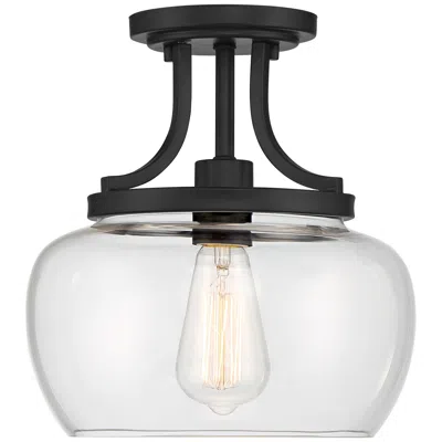 Regency Hill Kristov 10 1/4" Wide Black And Clear Glass Ceiling Light