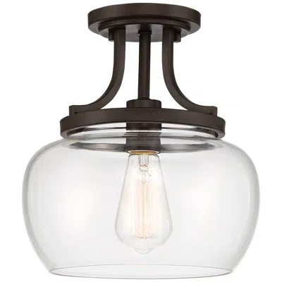 Regency Hill Kristov 10 1/4" Wide Bronze And Clear Glass Ceiling Light