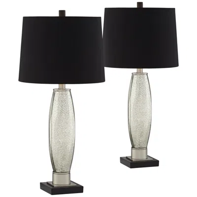 Regency Hill Landro 27 1/2" Black Shade Mercury Glass Lamps Set Of 2