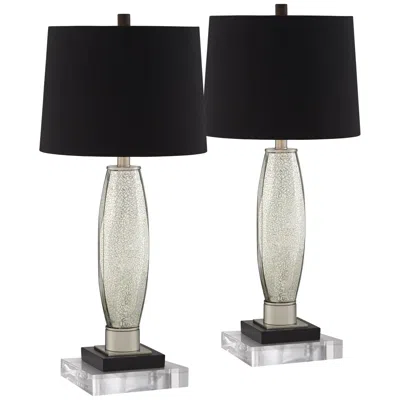 Regency Hill Landro 29" Mercury Glass Table Lamps With Acrylic Risers In Black