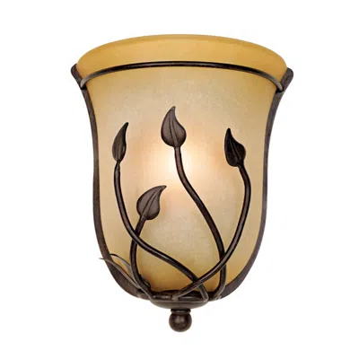Regency Hill Leaf And Vine 10.5" High Amber Glass Wall Sconce