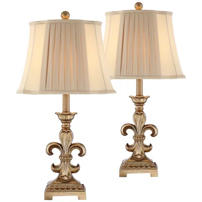 Regency Hill Louis 25 3/4" Gold Fleur-de-lis Table Lamps Set Of 2
