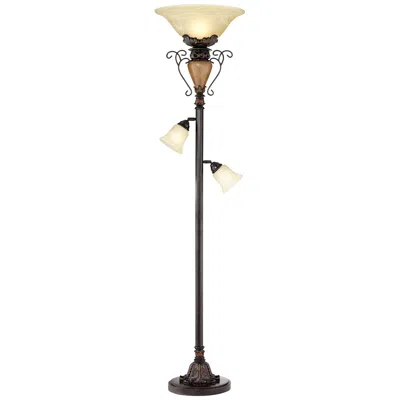 Regency Hill Ludo 72" High Bronze Crackle Tree Torchiere Floor Lamp In Neutral