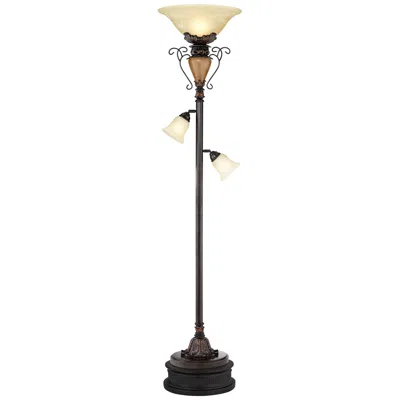 Regency Hill Ludo Bronze Crackle Tree Torchiere Floor Lamp With Black Riser