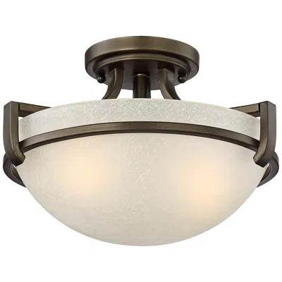 Regency Hill Mallot 13" Wide Bronze And Champagne Glass Ceiling Light