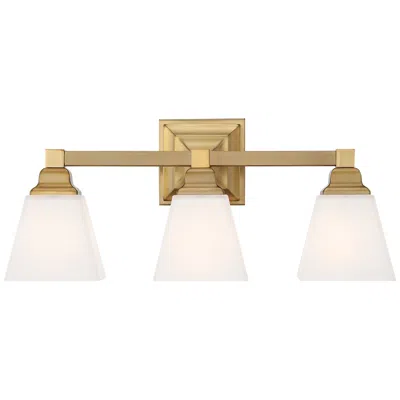 Regency Hill Mencino 20" 3-light Warm Brass And Opal Glass Bath Light