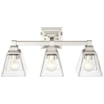 Regency Hill Mencino 20" Wide Satin Nickel And Clear Glass Bath Light