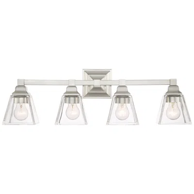 Regency Hill Mencino 28" Satin Nickel Clear Glass Bath Vanity Light