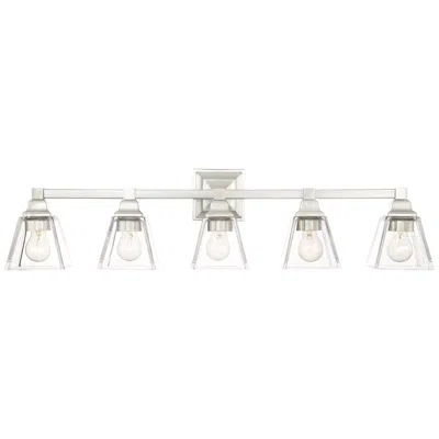 Regency Hill Mencino 35 1/4" Satin Nickel And Clear Glass Bath Light