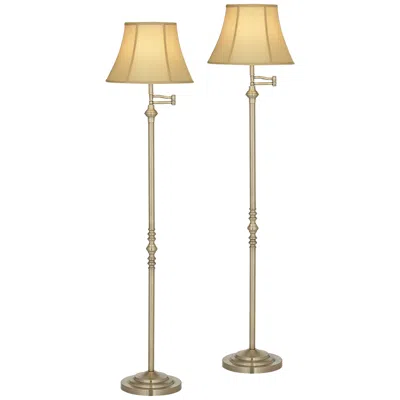Regency Hill Montebello 60" Brass Swing Arm Floor Lamps Set Of 2