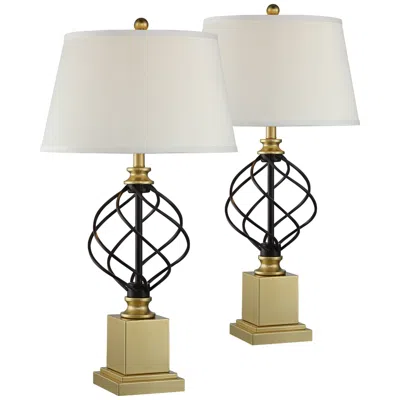 Regency Hill Montecito 31 1/2" Gold Black Cage Table Lamps Set Of 2