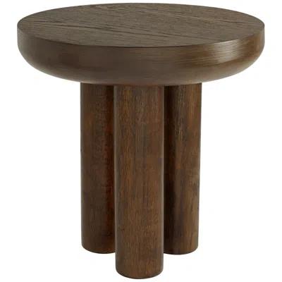 Regency Hill Owen 19" High Rustic Modern Walnut Finish Wood Pedestal Side Table