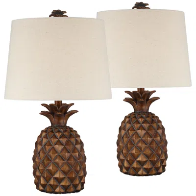 Regency Hill Paget 23 3/4" Brown Pineapple Accent Table Lamps Set Of 2