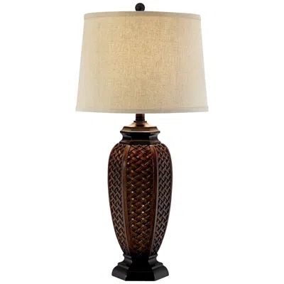 Regency Hill Palmira 29" High Weathered Faux Wicker Weave Jar Table Lamp