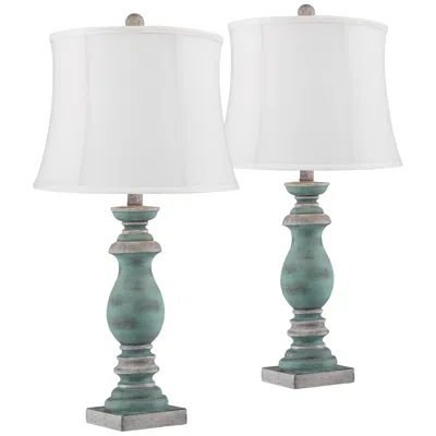 Regency Hill Patsy 26 1/2" Blue-gray Washed White Shade Lamps Set Of 2
