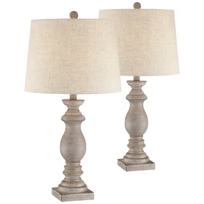 Regency Hill Patsy 26 1/2" White-washed Faux Wood Table Lamps Set Of 2