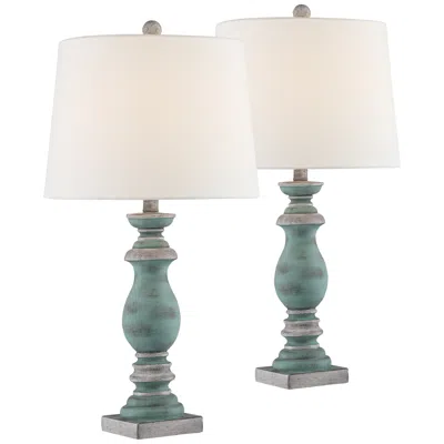 Regency Hill Patsy 26.5" Blue-gray Table Lamps Set Of 2 With Dimmers