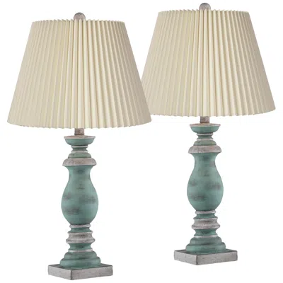 Regency Hill Patsy Blue-gray Wash Table Lamps With Pleated Shades Set Of 2