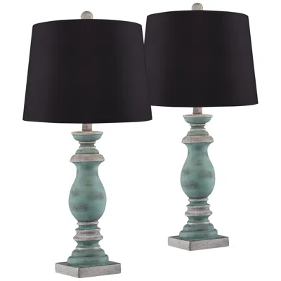 Regency Hill Patsy Blue-gray Washed Black Shade Table Lamps Set Of 2