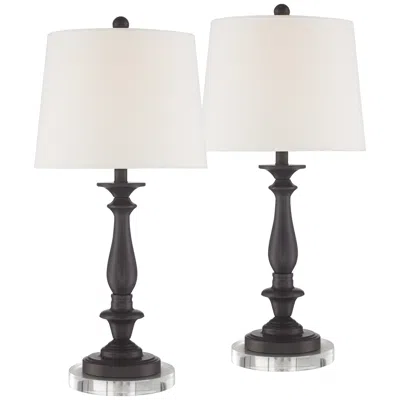 Regency Hill Percy Bronze Metal Table Lamps With 7" Round Risers