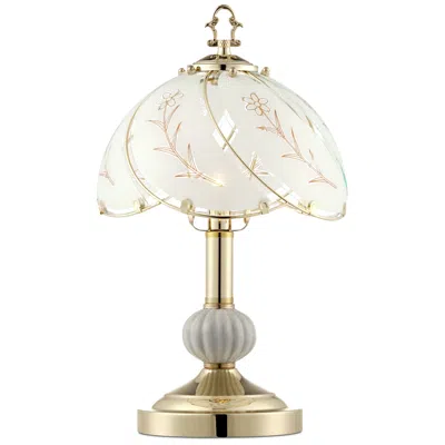 Regency Hill Polished Brass And Flower Petal Shade 15" High 4-way Touch Table Lamp
