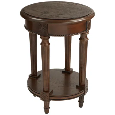 Regency Hill Pullman 16" Wide Distressed Walnut Finish Round End Table