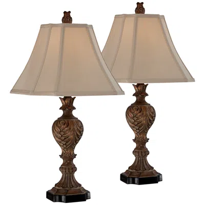 Regency Hill Regio 25 1/2" Carved Faux Wood Traditional Lamps Set Of 2