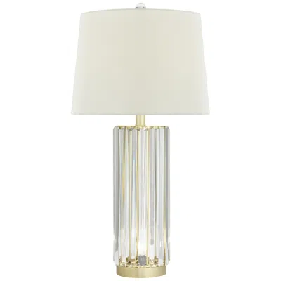 Regency Hill Rivera 27 3/4" Gold Vintage Glass Rod Table Lamp With Night Light In White