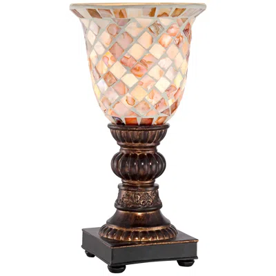 Regency Hill Russel 12" High Mosaic Ivory Glass Uplight Accent Lamp